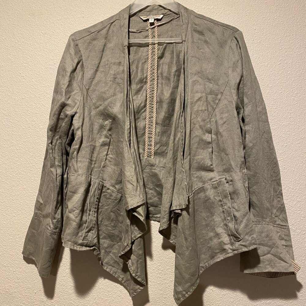 Marks & Spencer 100% Linen Flowing Cardigan UK 16 Asymmetrical‎ Gray